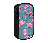 vacsAX A Flock of Flamingos - Estuche de lona para lápices con cremallera, doble capa, gran capacidad, caja organizadora, Black, Talla única, Organizador de bolsas