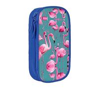 vacsAX A Flock of Flamingos - Estuche de lona para lápices con cremallera, doble capa, gran capacidad, caja organizadora, Blue, Talla única, Organizador de bolsas