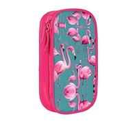vacsAX A Flock of Flamingos - Estuche de lona para lápices con cremallera, doble capa, gran capacidad, caja organizadora, Pink, Talla única, Organizador de bolsas