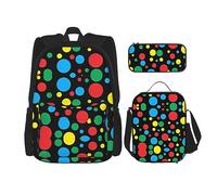 vacsAX Alien Smoke Mochila impermeable ligera (juego de 3 piezas) con bolsa de almuerzo, estuche para lápices para oficina y escuela, Lunares Twister, Talla única