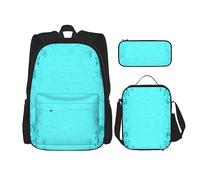 vacsAX Animal Rhino Mochila impermeable ligera (juego de 3 piezas) con bolsa de almuerzo, estuche para lápices para oficina y escuela, Azul (teal blue), Talla única