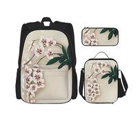 vacsAX Beauty Daisy - Mochila ligera impermeable (juego de 3 piezas) con bolsa de almuerzo, estuche para lápices para oficina y escuela, Orquídea Bell, Talla única