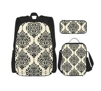 vacsAX Beauty Daisy - Mochila ligera impermeable (juego de 3 piezas) con bolsa de almuerzo, estuche para lápices para oficina y escuela, Elefantes asiáticos, Talla única