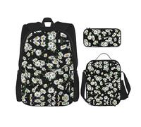 vacsAX Beauty Daisy - Mochila ligera impermeable (juego de 3 piezas) con bolsa de almuerzo, estuche para lápices para oficina y escuela, Margarita de, Talla única