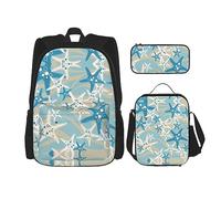 vacsAX Beauty Daisy - Mochila ligera impermeable (juego de 3 piezas) con bolsa de almuerzo, estuche para lápices para oficina y escuela, Hermosa estrella de mar, Talla única