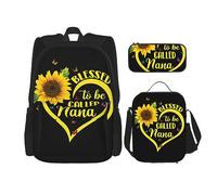 vacsAX Blessed to Be Called Sunflower Mochila impermeable ligera (juego de 3 piezas) con bolsa de almuerzo, estuche para lápices para oficina y escuela, Blessed to Be Called Sunflower, Talla única