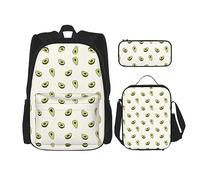 vacsAX Blessed to Be Called Sunflower Mochila impermeable ligera (juego de 3 piezas) con bolsa de almuerzo, estuche para lápices para oficina y escuela, Lindo aguacate, Talla única