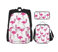vacsAX Blue Shining Stars Mochila impermeable ligera (juego de 3 piezas) con bolsa de almuerzo, estuche para lápices para oficina y escuela, Flamenco rosa, Talla única