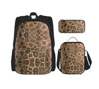vacsAX Blue Shining Stars Mochila impermeable ligera (juego de 3 piezas) con bolsa de almuerzo, estuche para lápices para oficina y escuela, Petoskey Stone, Talla única