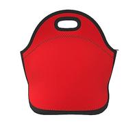 vacsAX Bolsa de almuerzo de neopreno de color rojo sólido, bolsa de almuerzo aislada, reutilizable, lavable con tacto de algodón suave, costuras premium