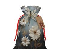 vacsAX Bolsa de regalo de arpillera de lujo con cierre de cordón, perfecta para cumpleaños, Navidad y fiestas. Una libélula blanca en flor