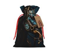 vacsAX Bolsa de regalo de arpillera de lujo con cierre de cordón, perfecta para cumpleaños, Navidad y fiestas, caballos de guerra medievales