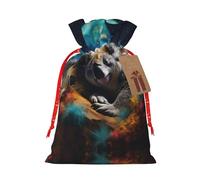 vacsAX Bolsa de regalo de arpillera de lujo con cierre de cordón, perfecta para cumpleaños, Navidad y fiestas, dormir koala madre e hijo