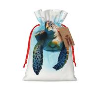 vacsAX Bolsa de regalo de arpillera de lujo con cierre de cordón, perfecta para cumpleaños, Navidad y fiestas. Las tortugas están nadando