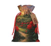 vacsAX Bolsa de regalo de arpillera de lujo con cierre de cordón, perfecta para cumpleaños, Navidad y fiestas, castillo distante