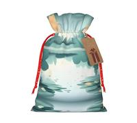 vacsAX Bolsa de regalo de Navidad con cierre de cordón, diseño ligero y bonito, perfecta para cumpleaños y fiestas, hojas caídas en un lago tranquilo