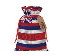 vacsAX Bolsa de regalo de Navidad con cierre de cordón, ligera, bonito diseño, perfecta para cumpleaños y fiestas, bandera de Hawaii Americana