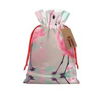 vacsAX Bolsa de regalo de Navidad con cierre de cordón, ligera, bonito diseño, perfecta para cumpleaños y fiestas, amor flamenco