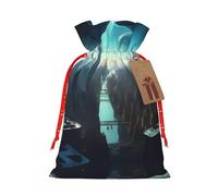 vacsAX Bolsa de regalo de Navidad con cierre de cordón, ligera, bonito diseño, perfecta para cumpleaños y fiestas, ciudades del futuro