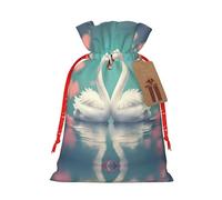vacsAX Bolsa de regalo de Navidad con cierre de cordón, ligera, bonito diseño, perfecta para cumpleaños y fiestas. El cisne enamorado