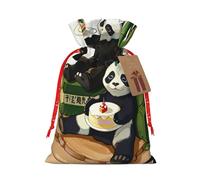 vacsAX Bolsa de regalo de Navidad con cierre de cordón, ligera, bonito diseño, perfecta para cumpleaños y fiestas, pandas de padre e hijo