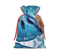 vacsAX Bolsa de regalo de Navidad con cierre de cordón, ligera, bonito diseño, perfecta para cumpleaños y fiestas, invierno, delfín