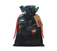 vacsAX Bolsa de regalo de Navidad con cierre de cordón, ligera, bonito diseño, perfecta para cumpleaños y fiestas, futuro robot