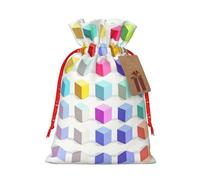 vacsAX Bolsa de regalo de Navidad con cierre de cordón, ligera, bonito diseño, perfecta para cumpleaños y fiestas, cubos coloridos