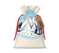 vacsAX Bolsa de regalo de Navidad con cierre de cordón, ligera, bonito diseño, perfecta para cumpleaños y fiestas, montañas nevadas
