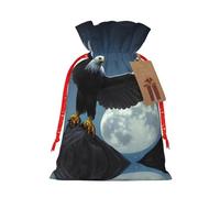vacsAX Bolsa de regalo de Navidad con cierre de cordón, ligera, bonito diseño, perfecta para cumpleaños y fiestas, águila bajo las estrellas