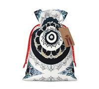 vacsAX Bolsa de regalo de Navidad con cierre de cordón, ligera, bonito diseño, perfecta para cumpleaños y fiestas, tótem redondo blanco y negro