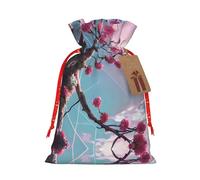 vacsAX Bolsa de regalo de Navidad con cierre de cordón, ligera, bonito diseño, perfecta para cumpleaños y fiestas, pequeñas flores rosas