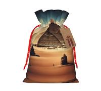 vacsAX Bolsa de regalo de Navidad con cierre de cordón, ligera, bonito diseño, perfecta para cumpleaños y fiestas que sueñan con las pirámides de Keops