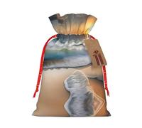 vacsAX Bolsa de regalo de Navidad con cierre de cordón, ligera, bonito diseño, perfecta para cumpleaños y fiestas, puesta de sol sobre las olas