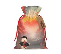 vacsAX Bolsa de regalo de Navidad con cierre de cordón, ligera, bonito diseño, perfecta para cumpleaños y fiestas, sol, montaña, bosque