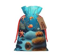 vacsAX Bolsa de regalo de Navidad con cierre de cordón, ligera, bonito diseño, perfecta para cumpleaños y fiestas, peces de coral bajo el agua