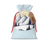 vacsAX Bolsa de regalo de Navidad con cierre de cordón, ligera, bonito diseño, perfecta para cumpleaños y fiestas, montañas nevadas blancas
