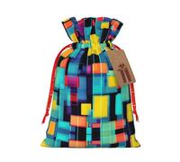vacsAX Bolsa de regalo de Navidad con cierre de cordón, ligera, bonito diseño, perfecta para cumpleaños y fiestas, diagrama geométrico cuadrado