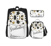 vacsAX Bonita mochila impermeable ligera con diseño de colibrí (juego de 3 piezas) con bolsa de almuerzo, estuche para la oficina y la escuela, Felicitaciones de graduación, Talla única, moderno