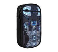 vacsAX Cabin of The Future - Estuche de lona para lápices con cremallera, doble capa, gran capacidad, caja organizadora, Black, Talla única, Organizador de bolsas