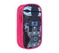 vacsAX Cabin of The Future - Estuche de lona para lápices con cremallera, doble capa, gran capacidad, caja organizadora, Pink, Talla única, Organizador de bolsas