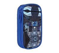 vacsAX Cabin of The Future - Estuche de lona para lápices con cremallera, doble capa, gran capacidad, caja organizadora, Blue, Talla única, Organizador de bolsas