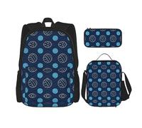 vacsAX Colorful Galaxy Music Note - Mochila ligera e impermeable (juego de 3 piezas) con bolsa de almuerzo, estuche para lápices para oficina y escuela, Balón de voleibol azul, Talla única