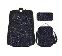 vacsAX Constellation Star Clusters Galaxies - Mochila impermeable ligera (juego de 3 piezas) con bolsa de almuerzo, estuche para lápices para oficina y escuela, Constelación Cúmulos Estelares