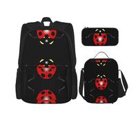vacsAX Constellation Star Clusters Galaxies - Mochila impermeable ligera (juego de 3 piezas) con bolsa de almuerzo, estuche para lápices para oficina y escuela, Mariquita de dibujos animados, Talla