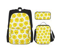 vacsAX Constellation Star Clusters Galaxies - Mochila impermeable ligera (juego de 3 piezas) con bolsa de almuerzo, estuche para lápices para oficina y escuela, pollo amarillo, Talla única