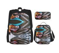 vacsAX Constellation Star Clusters Galaxies - Mochila impermeable ligera (juego de 3 piezas) con bolsa de almuerzo, estuche para lápices para oficina y escuela, Guitarra acústica acuarela, Talla única