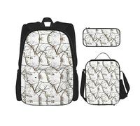 vacsAX Constellation Star Clusters Galaxies - Mochila impermeable ligera (juego de 3 piezas) con bolsa de almuerzo, estuche para lápices para oficina y escuela, Camuflaje Árbol Blanco, Talla única