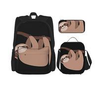 vacsAX Estatua de la Libertad en Nueva York Mochila impermeable ligera (juego de 3 piezas) con bolsa de almuerzo, estuche para lápices para oficina y escuela, perezoso, Talla única