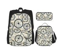 vacsAX Estatua de la Libertad en Nueva York Mochila impermeable ligera (juego de 3 piezas) con bolsa de almuerzo, estuche para lápices para oficina y escuela, Bicicleta retro, Talla única